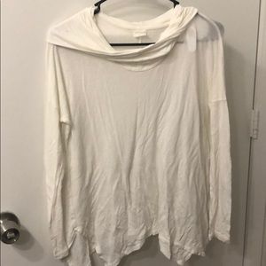 Long sleeve white cowl neck tunic